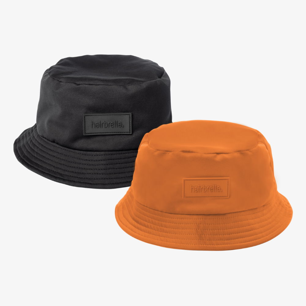 Hairbrella Unisex Satin-Lined Bucket Hat Bundle (2) - Black/Harvest