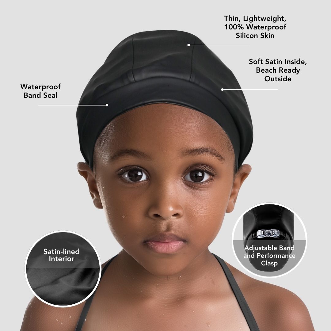 Hairbrella Satin-Lined Waterproof, Adjustable Kid's Swim Cap: First Edition