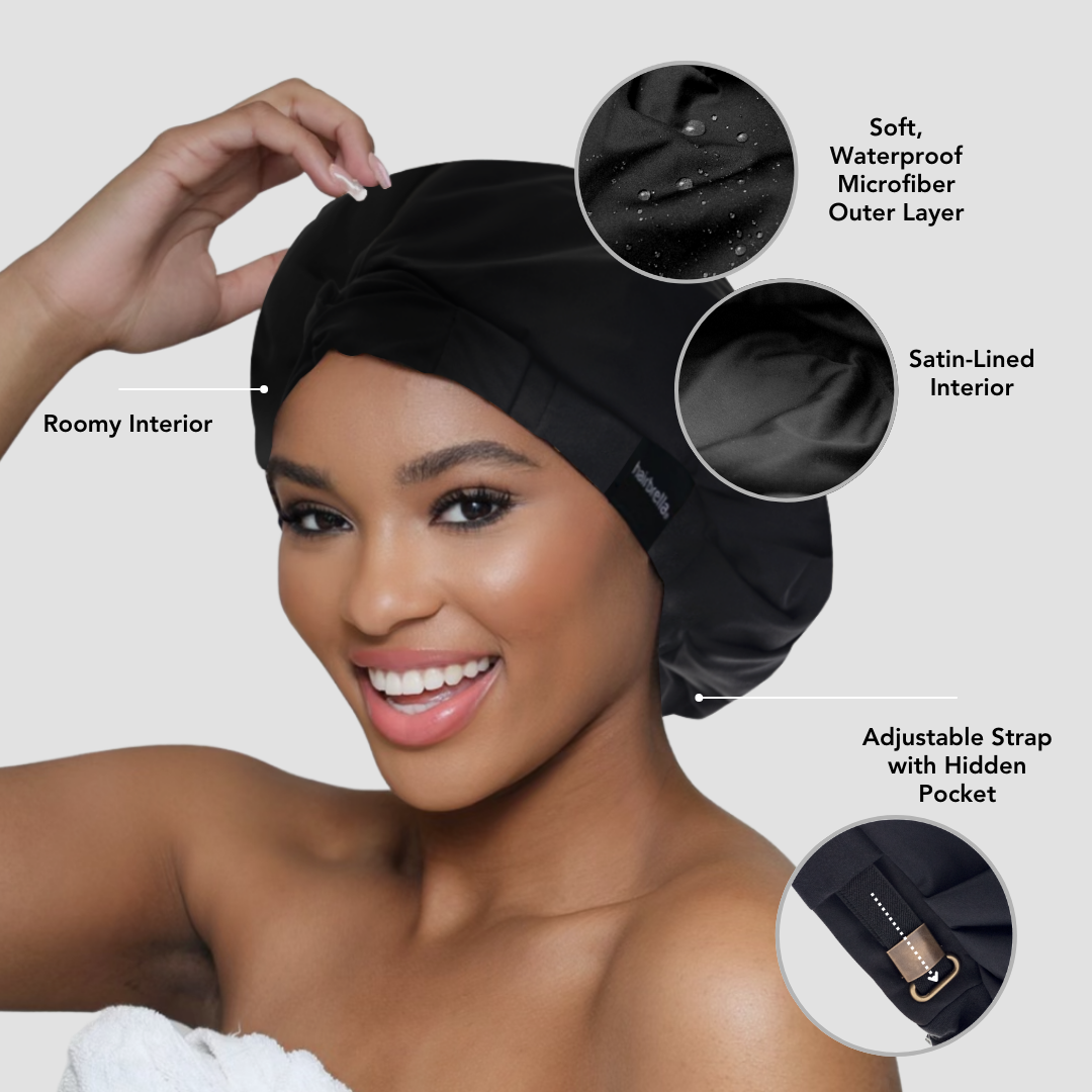 Hairbrella Satin-Lined Waterproof, Adjustable Shower Cap