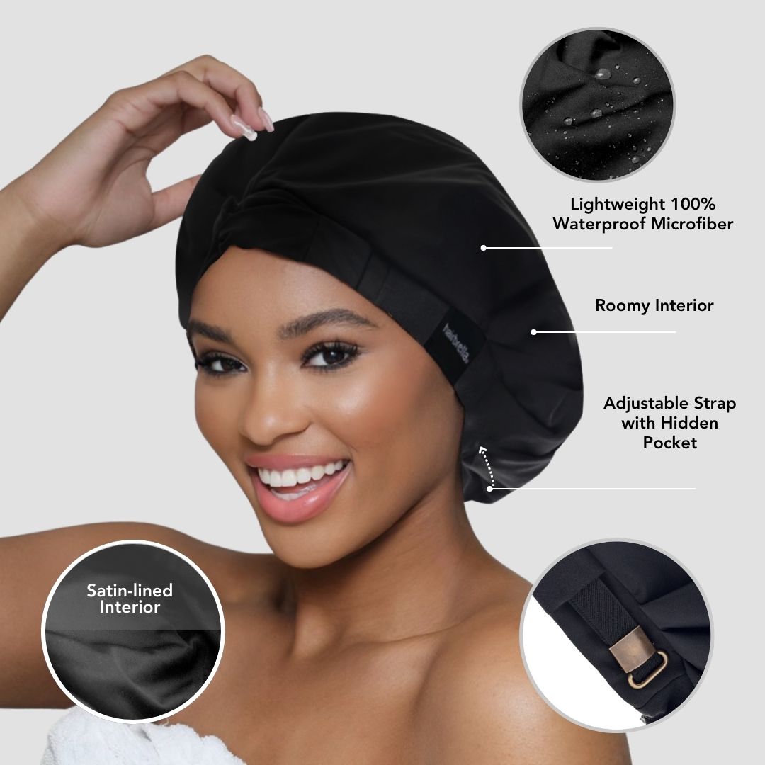 Hairbrella Satin-Lined Waterproof, Adjustable Shower Cap