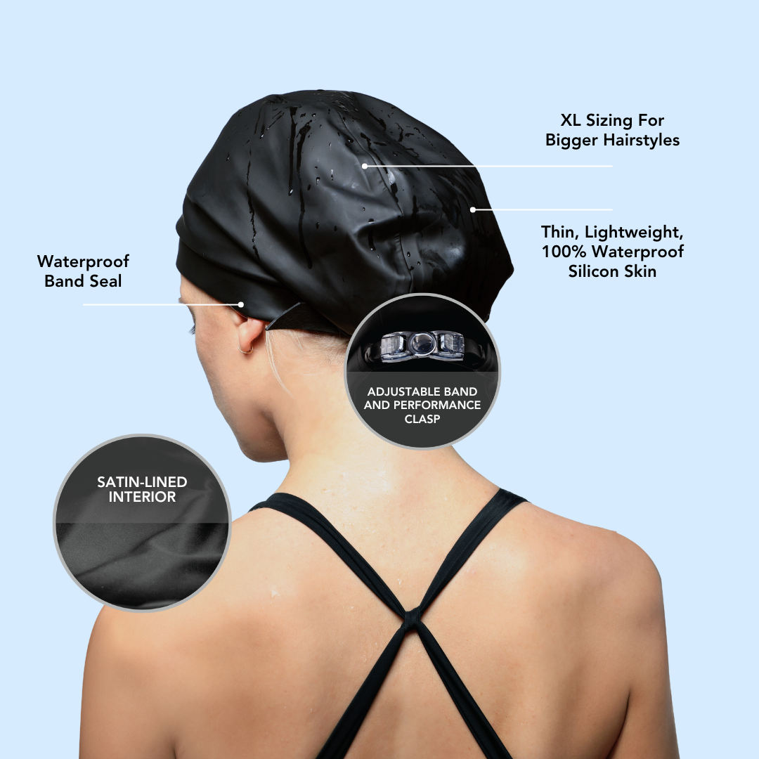 Hairbrella Satin-Lined Waterproof, Adjustable Swim Cap